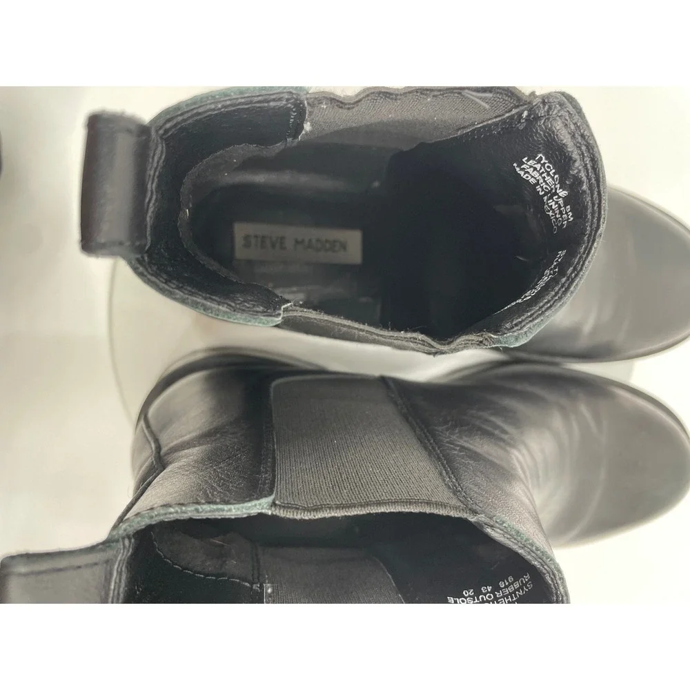 Steve Madden Tyclone Boot Women 8 Black Leather Chelsea Lug Platform Grunge Y2K